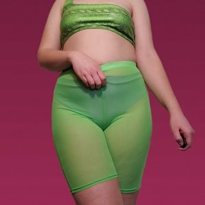 Iheartraves Neon green mesh biker shorts!!